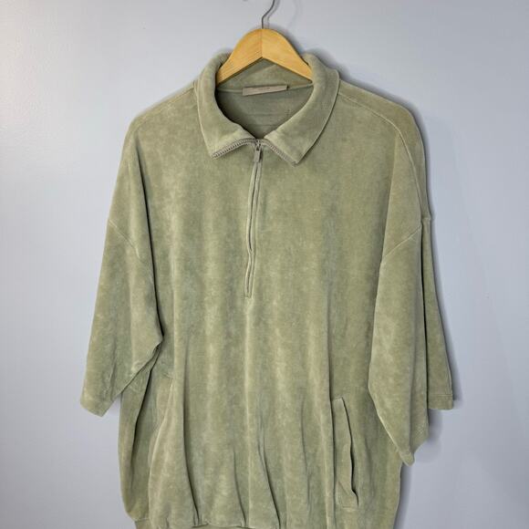 Fear Of God Essentials Velour Half Zip Pullover Short Sleeve Sweatshirt XL - Picture 3 of 15